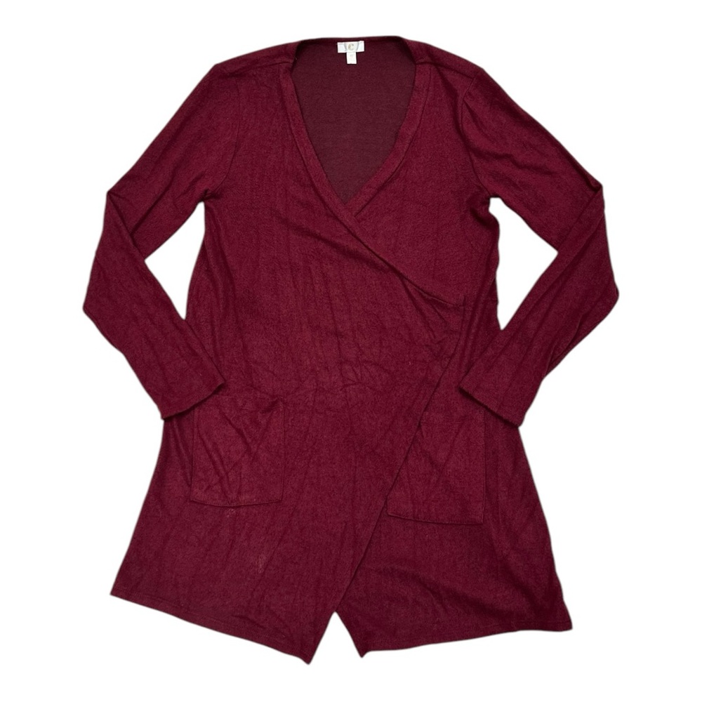 C Label Burgundy Knit Open Front Cardigan Women's S